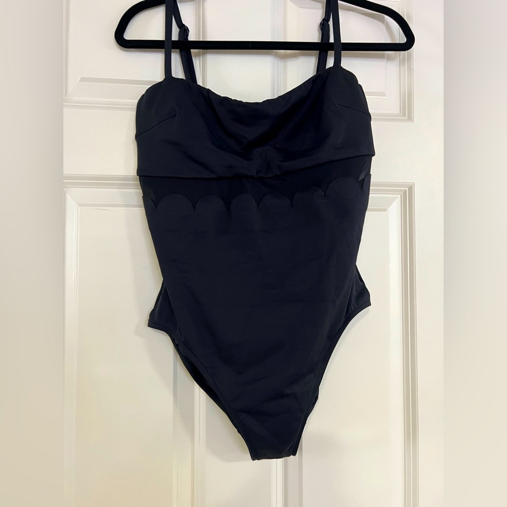 Seafolly one piece scalloped mesh swimsuit - black
